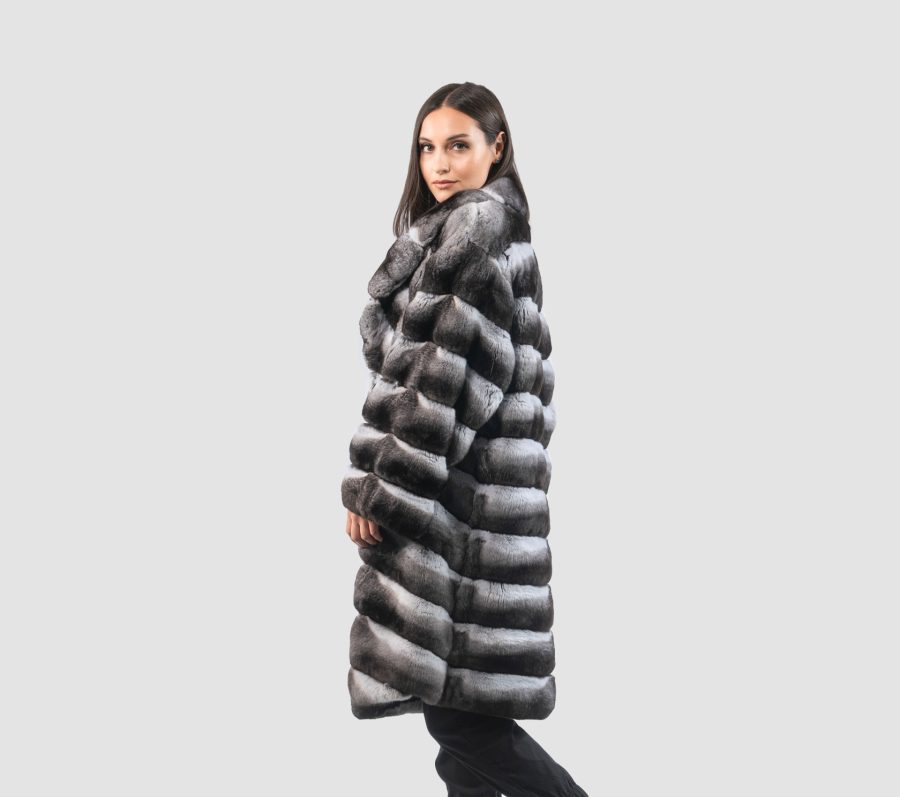 Diagonal Chinchilla Fur Jacket