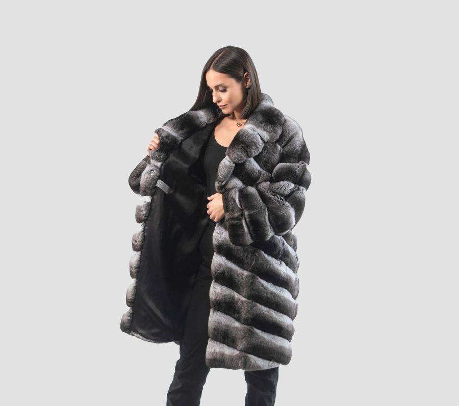 Diagonal Chinchilla Fur Jacket