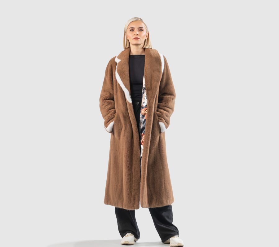 Full Length Mink Fur Coat With Notched Collar