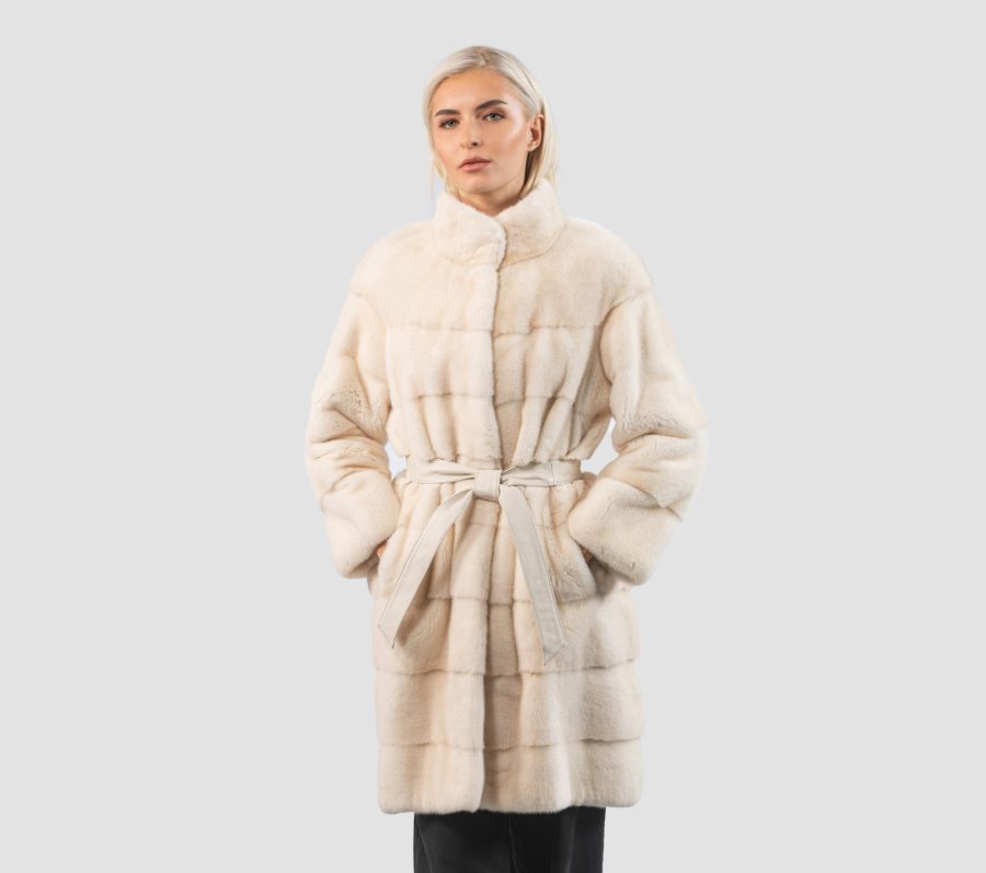 Horizontal Pearl Mink Fur Jacket
