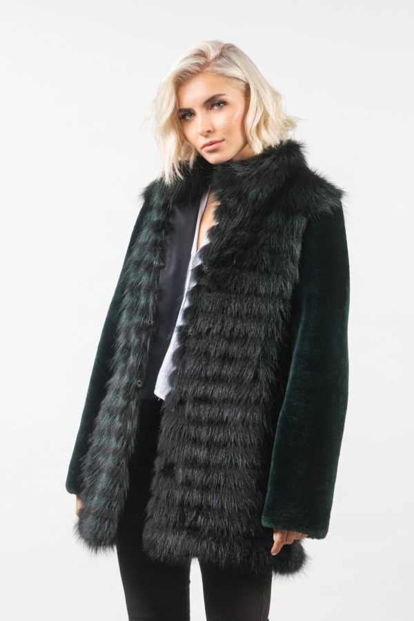 Green Raccoon Fur Jacket