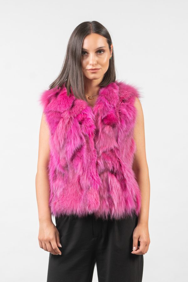 Fuchsia Fox Fur Vest