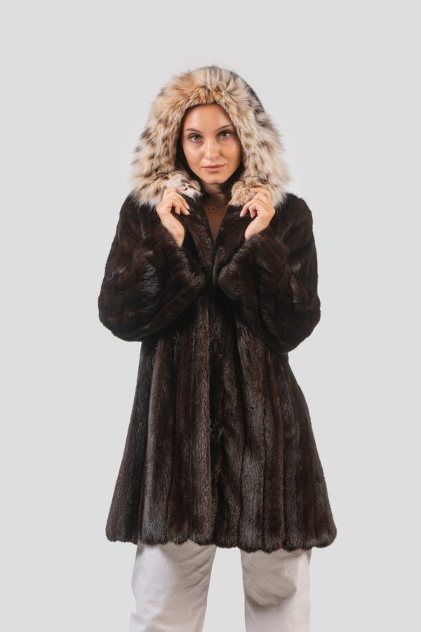 Mink Fur Coat With Lynx Hood
