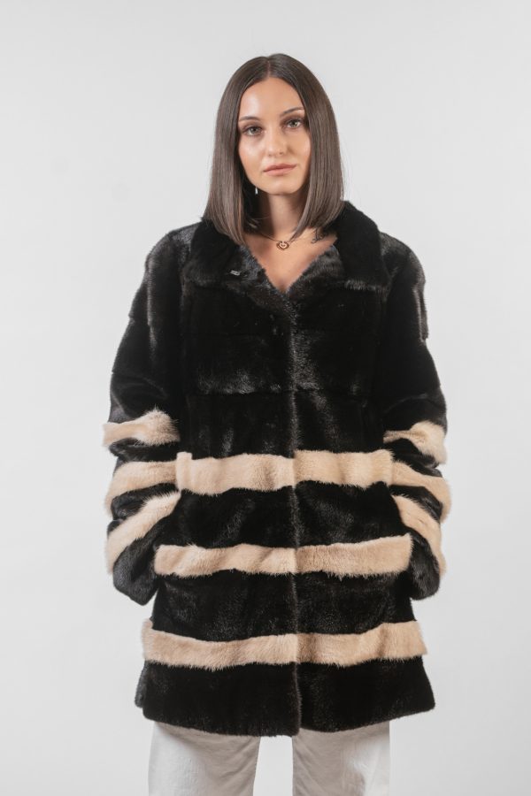 Striped Mink Fur Jacket
