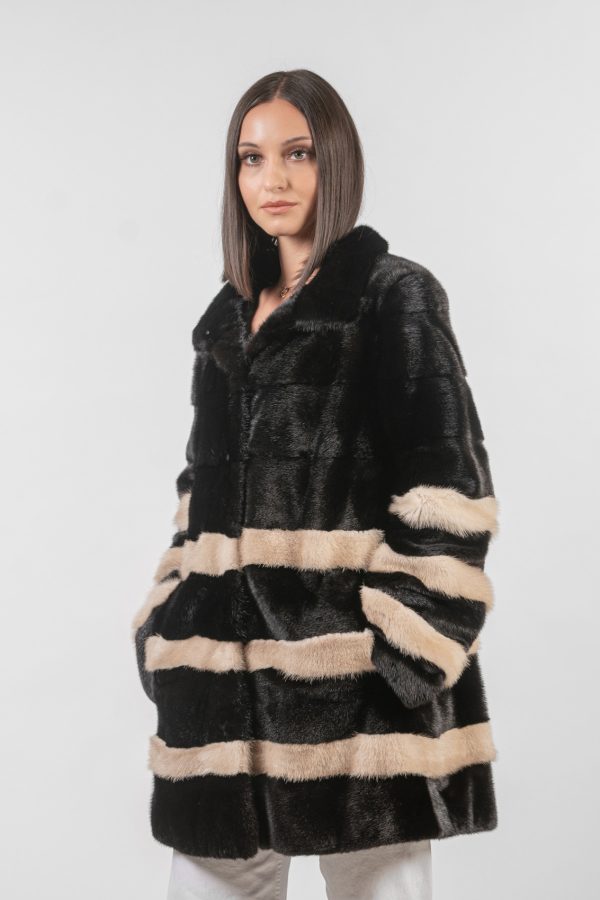 Striped Mink Fur Jacket