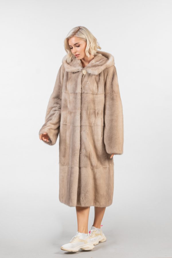Sapphire Mink Fur Coat With Hood