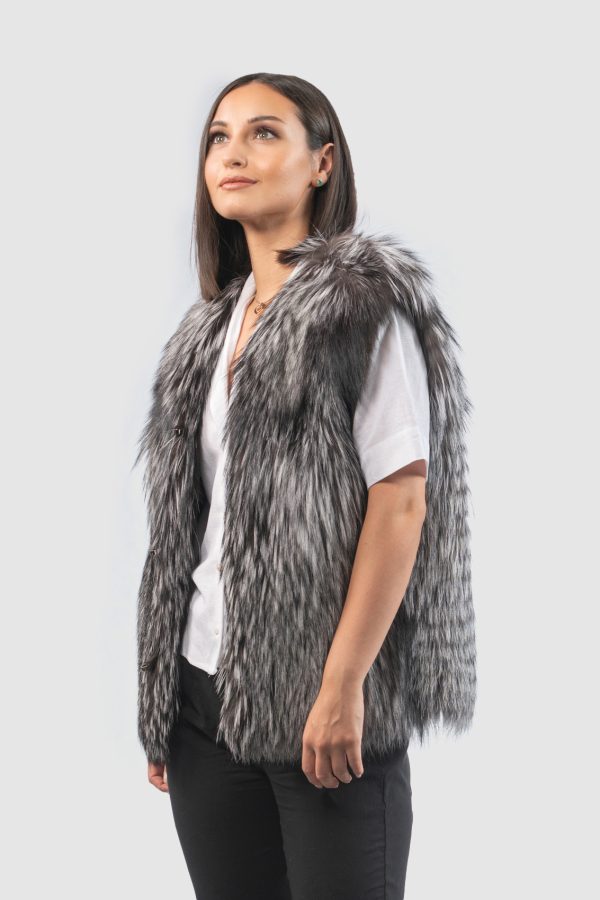 Arzante Fox Fur Vest With V-Neck