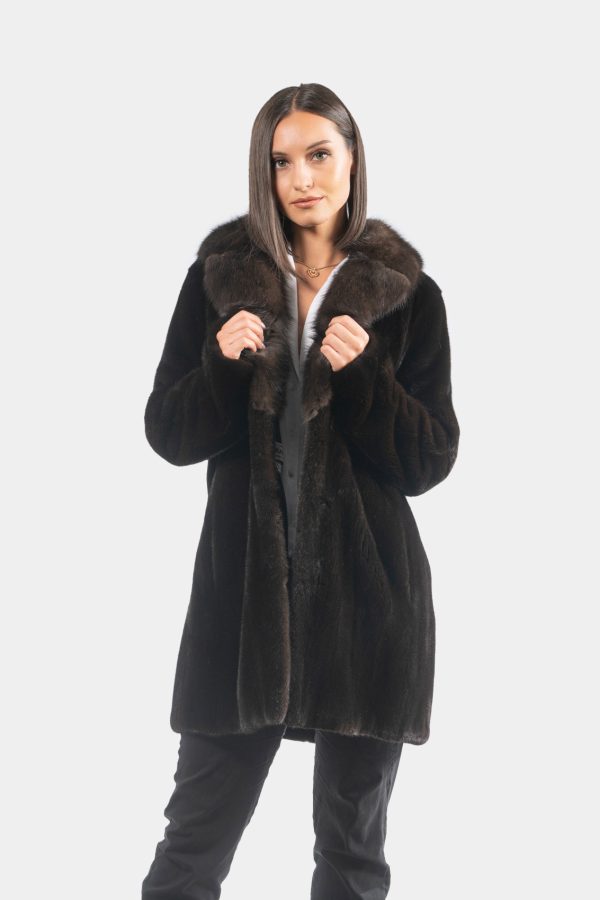 Blackglama Mink Fur Jacket With Barguzinsky Sable Collar
