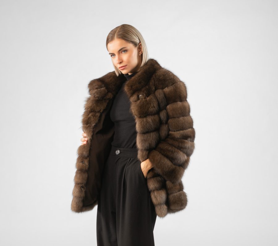 Horizontal Layers Sable Fur Jacket