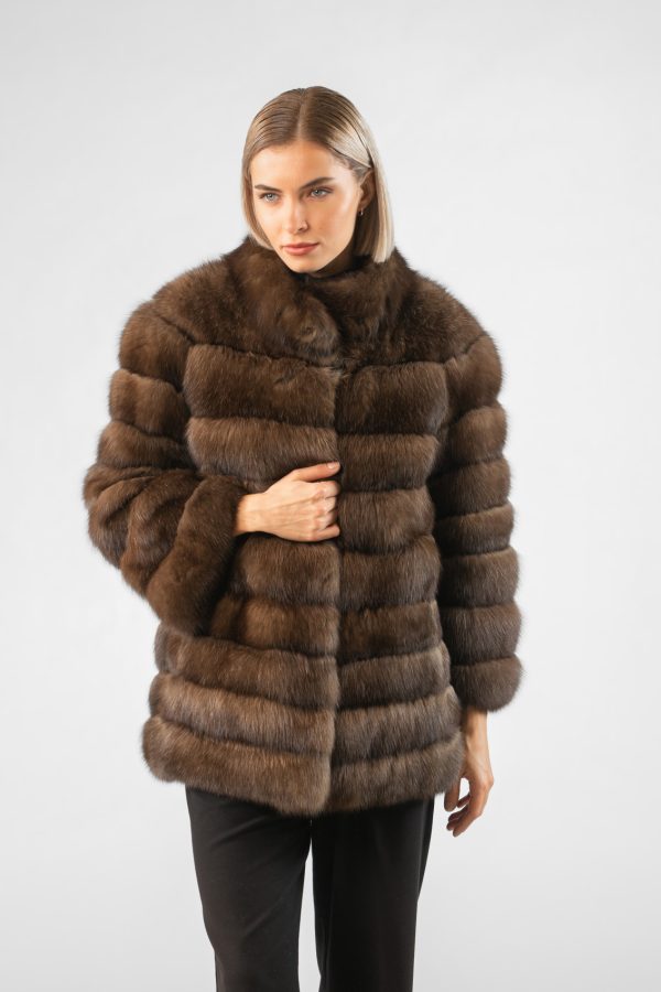 Horizontal Layers Sable Fur Jacket