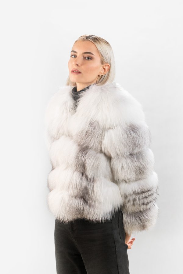 Layered Marble Fox Fur Jacket