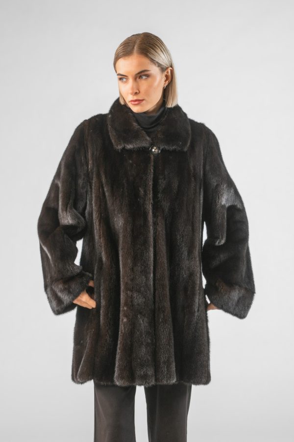 Mink Fur Jacket in Brown Color
