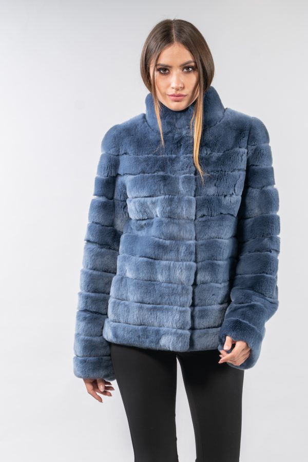 Blue Rabbit Fur Jacket