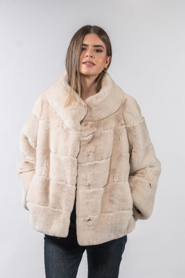 Cream Short Rabbit Fur Jacket
