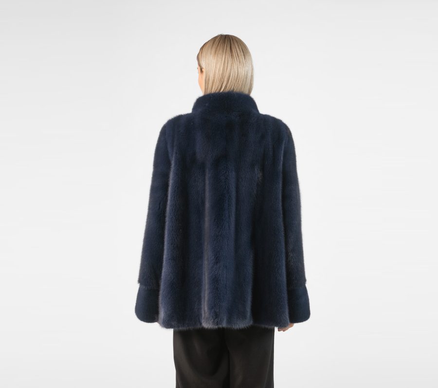 Mink Fur Jacket in Blue Color
