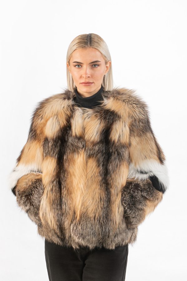 Collarless Fox Fur Jacket