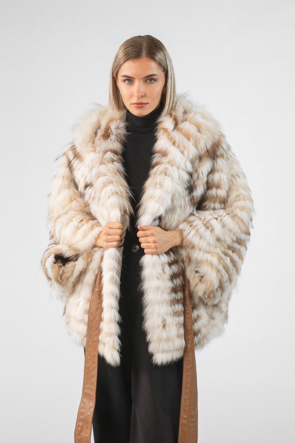 Brown and White Fox Fur Jacket