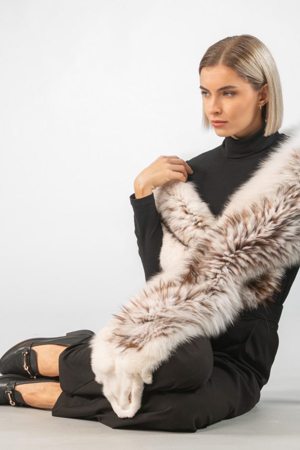 Brown and White Fox Fur Collar