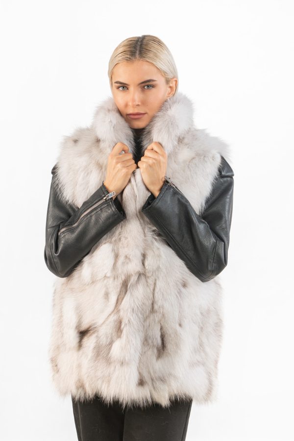 Light Grey Fox Notched Collar Fur Vest