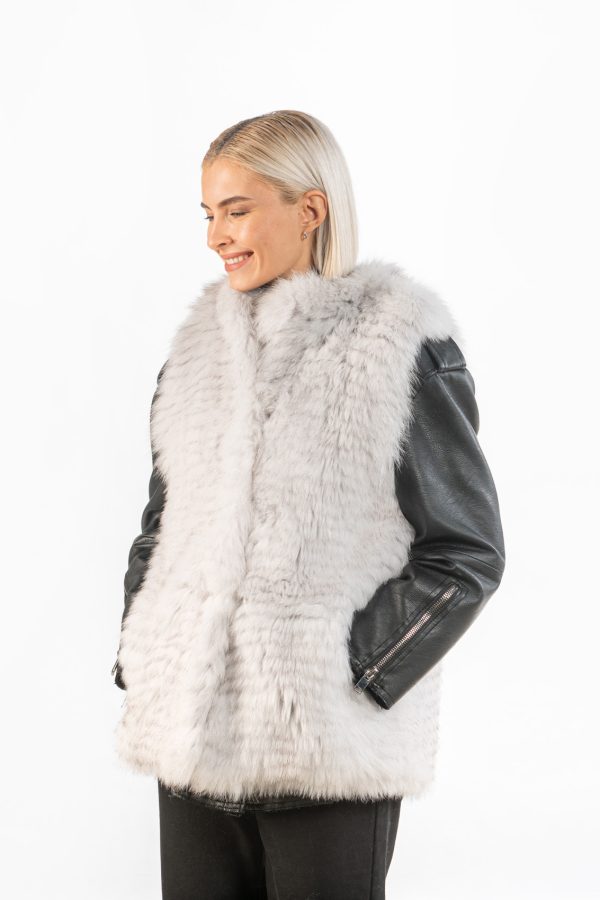 Light Grey Fox Collarless Fur Vest