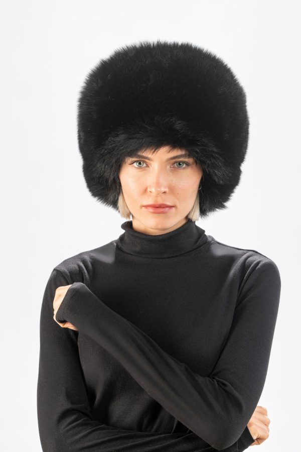 Fox Fur Russian Hat in Black Color