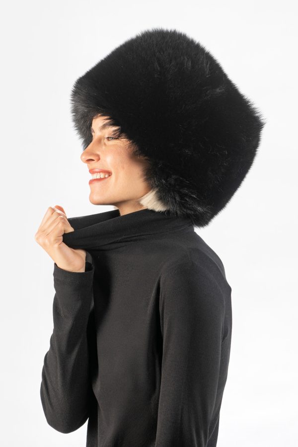 Fox Fur Russian Hat in Black Color