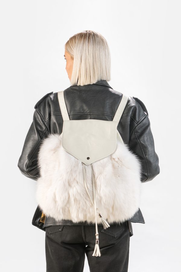 White Fox Fur Backpack