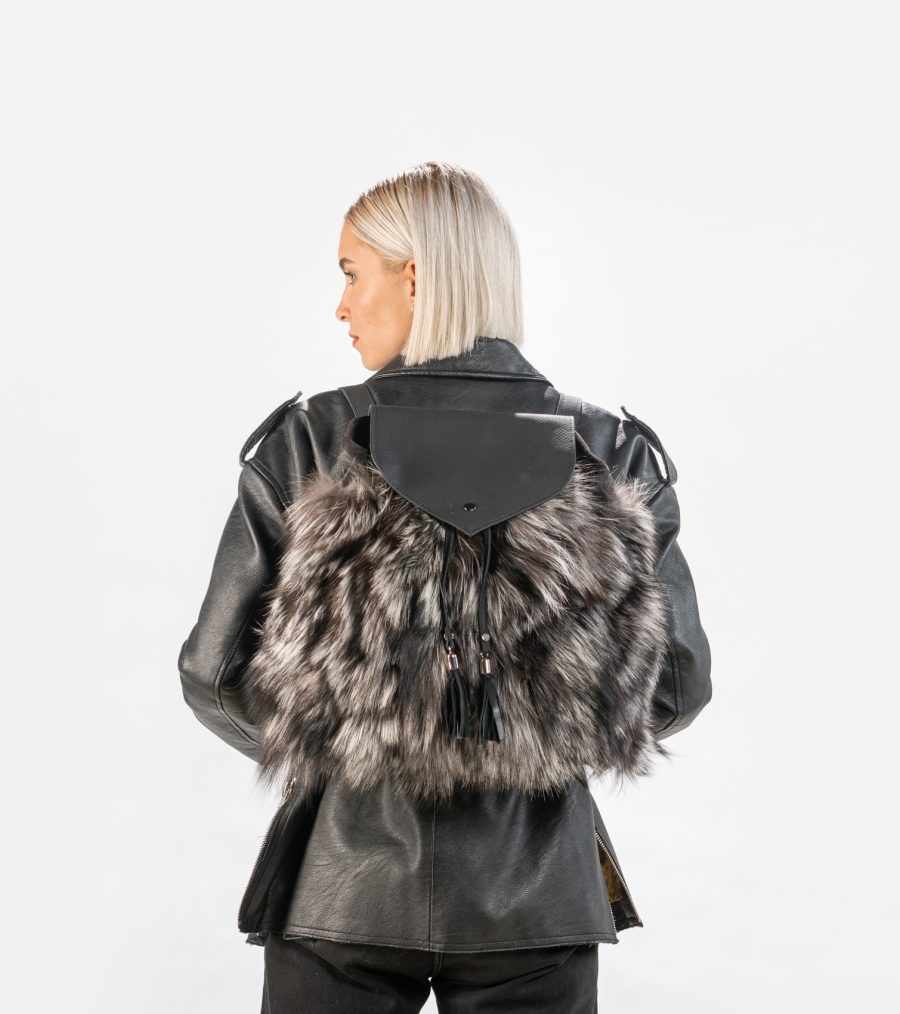 Silver Fox Fur Backpack