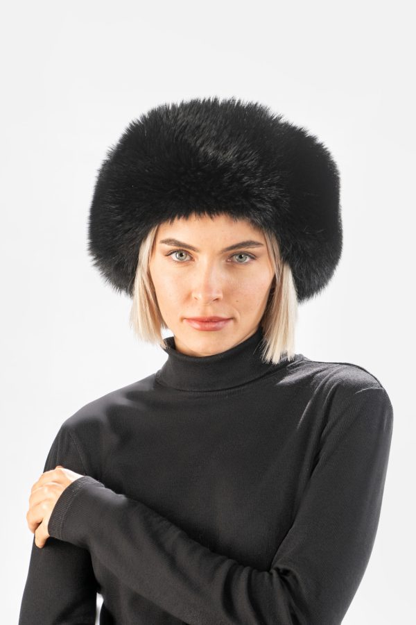 Fox Fur Headband in Black Color
