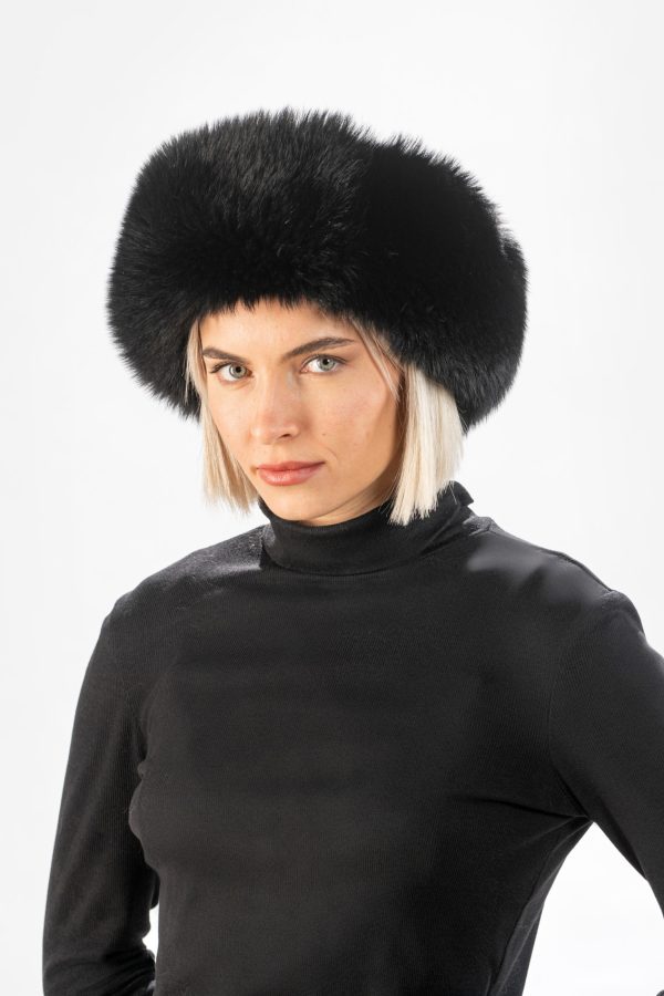 Fox Fur Headband in Black Color