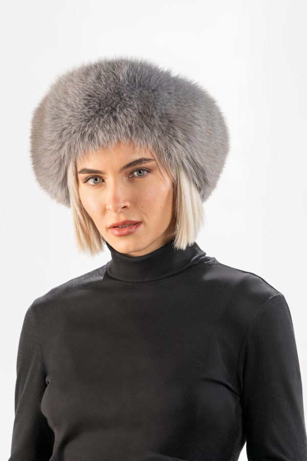 Fox Fur Headband in Grey Color