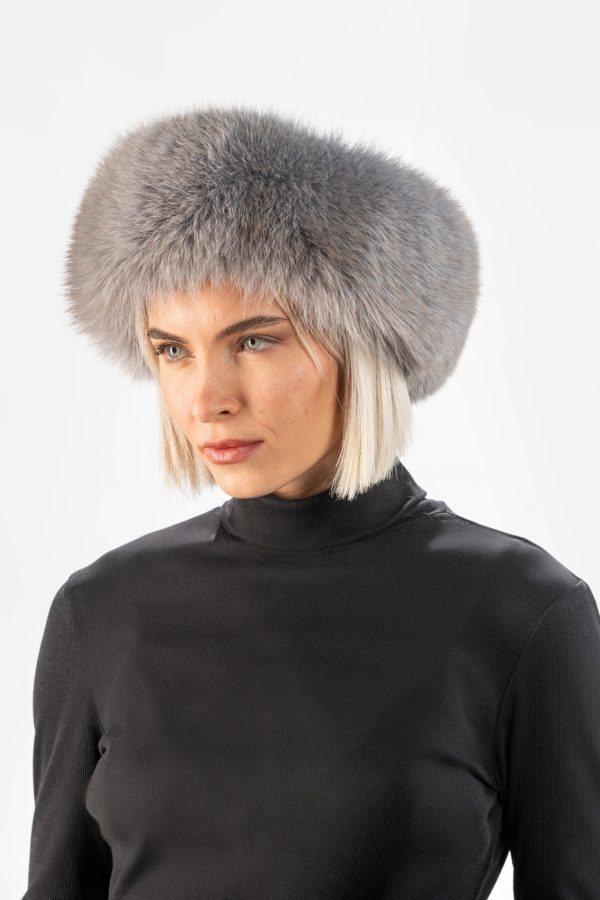 Fox Fur Headband in Grey Color