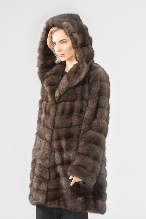 Hooded Sable Fur Jacket