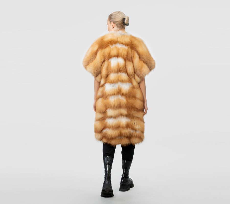 Red Fox Fur Jacket With Short Sleeves