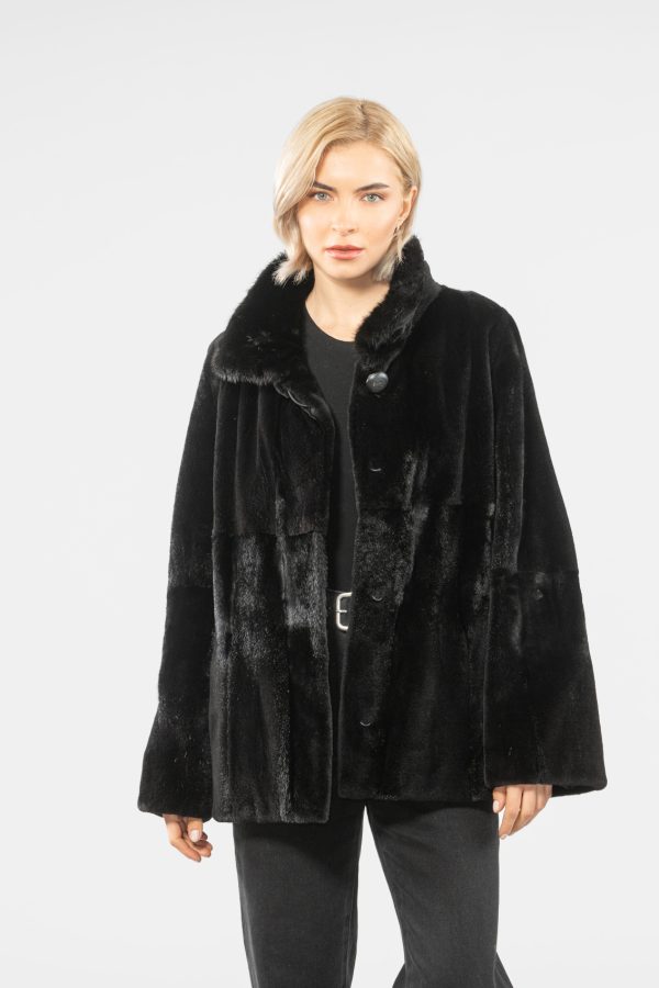 Full Pelt Mink Fur Jacket In Black Color