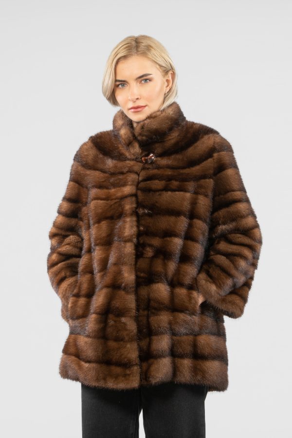 Demi Buff Mink Horizontal Fur Jacket