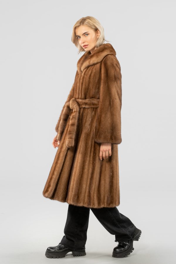 Pastel Mink Fur Coat With Belt