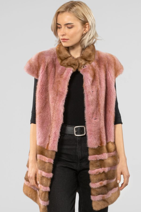 Mink Fur Vest In Pink Color
