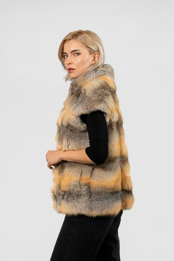 Red and Silver Fox Fur Vest