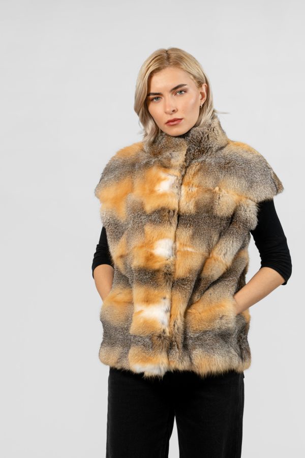 Red and Silver Fox Fur Vest
