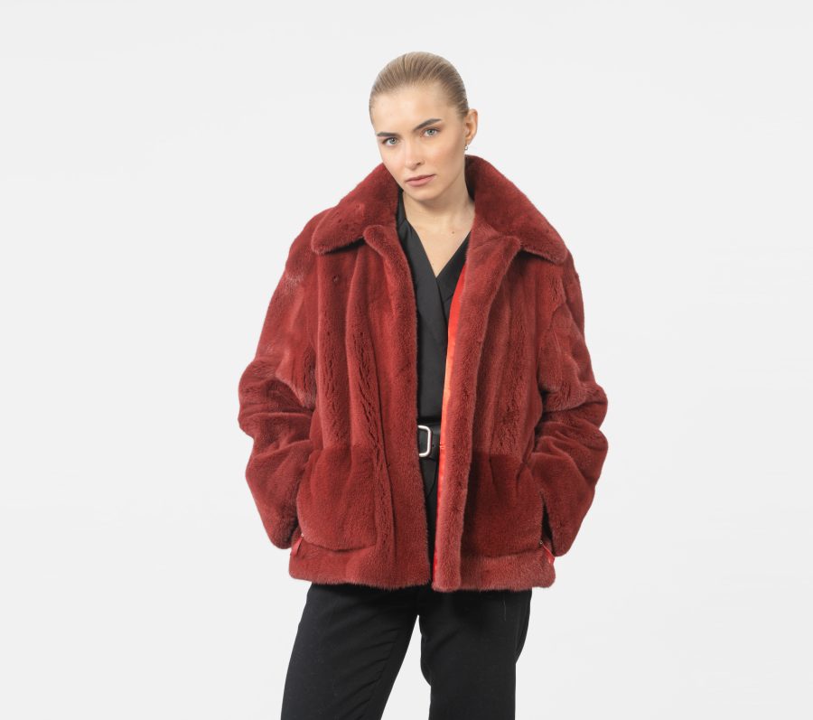 Faded Red Mink Fur Jacket