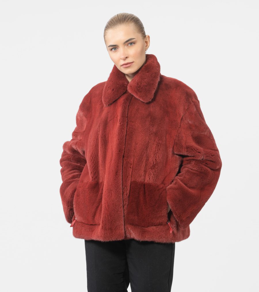 Faded Red Mink Fur Jacket
