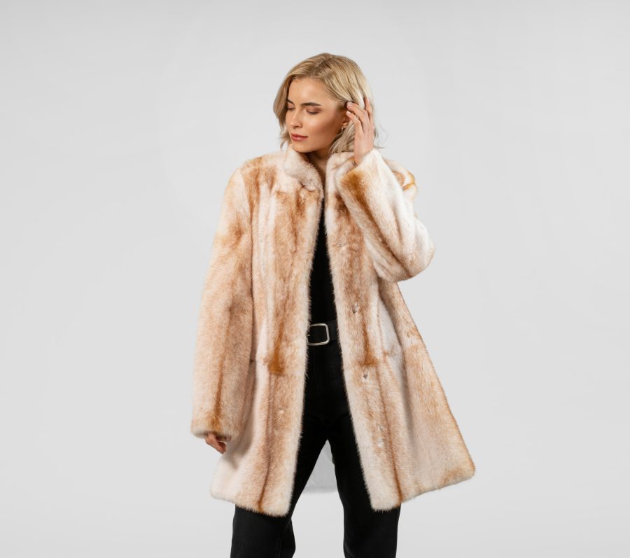 Palomino Cross Mink Fur Jacket With Stand Up Collar