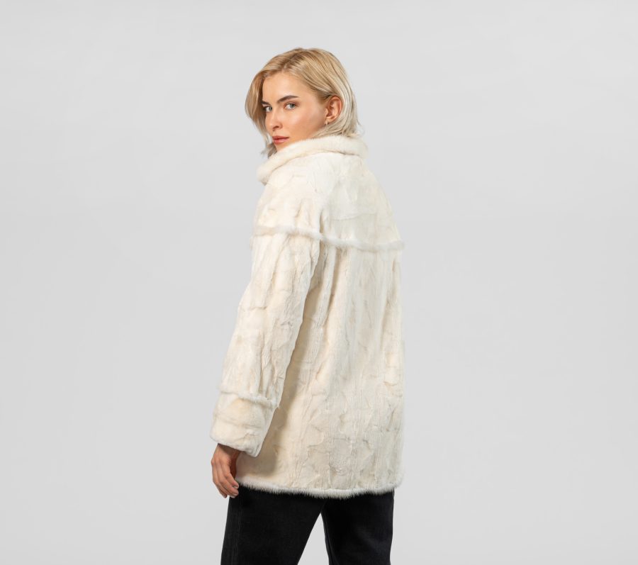 White Cropped Mink Fur Jacket