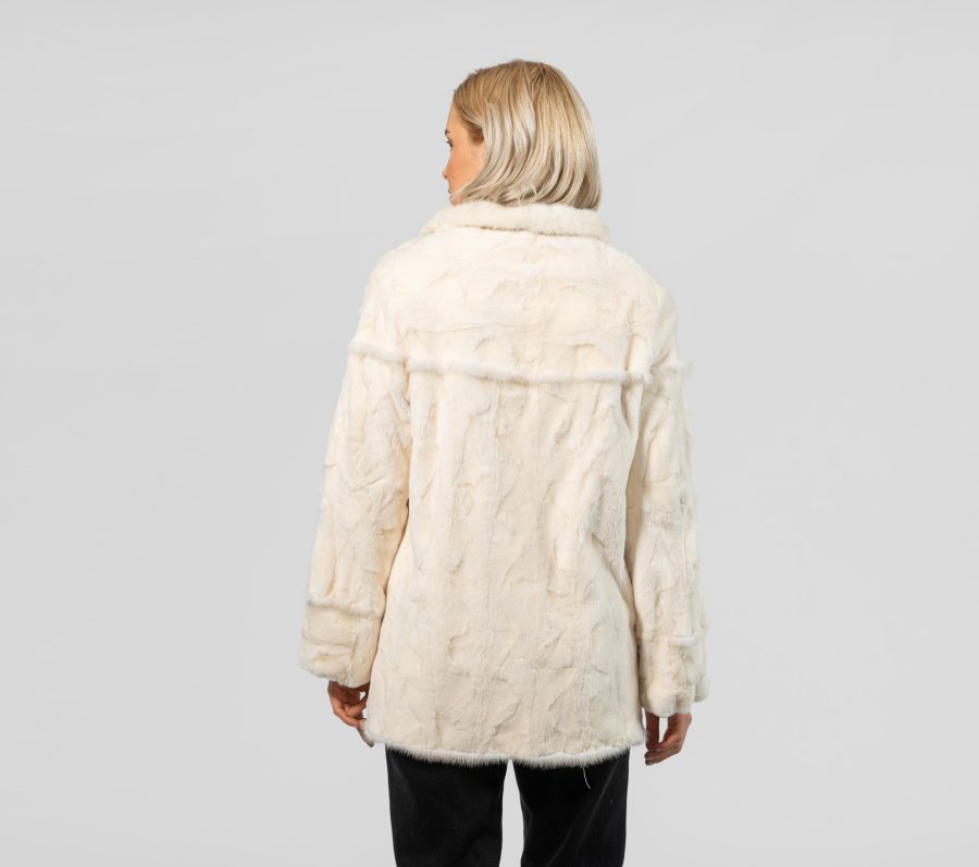 White Cropped Mink Fur Jacket