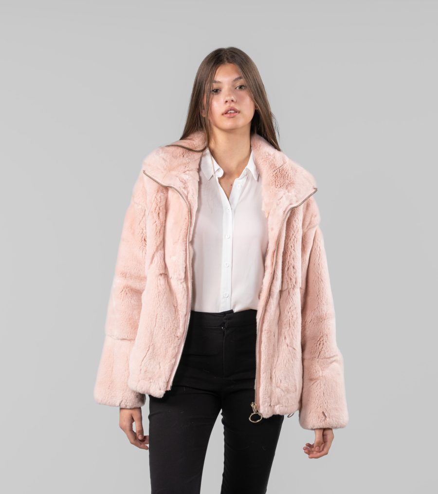 Light Pink Rabbit Fur Jacket