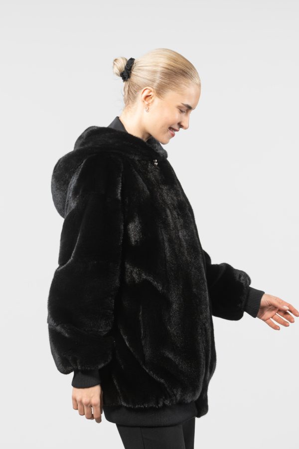Mink Fur Jacket With Zipper Hood