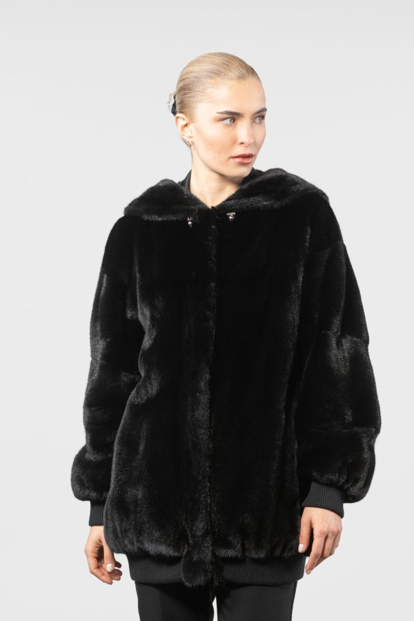 Mink Fur Jacket With Zipper Hood
