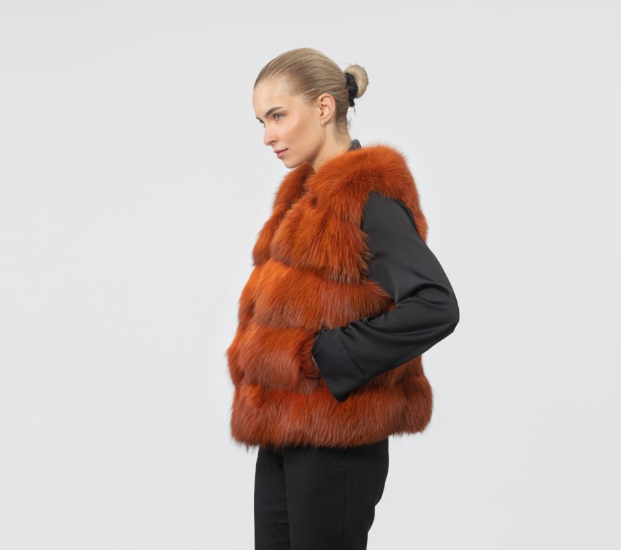 Dark Orange Fox Fur Vest