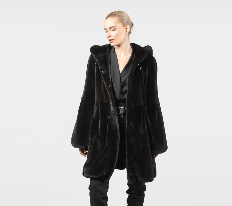 Blackglama Hooded Mink Fur Coat